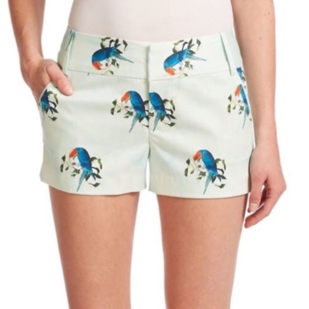 Alice + Olivia Mint Green Parrot Caddy Shorts